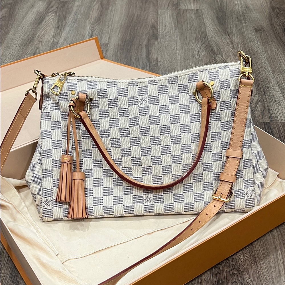 Checkered Louis Vuitton Handbag with Tan Accents
